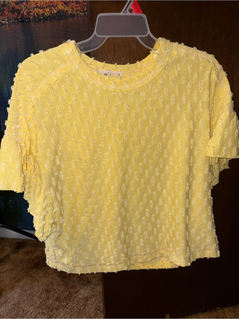 Textured Yellow Short Sleeve Women’s Top